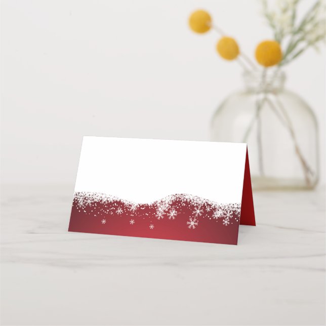 Modern Winter Snow  | Holiday Place Card (Front)