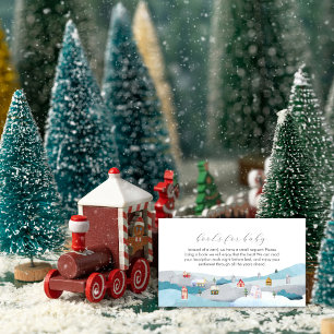 Modern Winter Snow Village Books For Baby Shower Enclosure Card