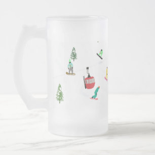 Modern Winter Snowboarder Snowboarding Frosted Glass Beer Mug