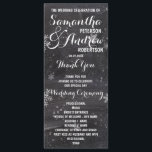 Modern winter snowflake chalkboard wedding program programme<br><div class="desc">Modern winter snowflakes chalkboard Wedding Program. stylish,  elegant and original black chalkboard with white snowflakes background. A black and white elegant wedding theme perfect for winter wonderland,  Christmas wedding theme.The text is fully customisable</div>