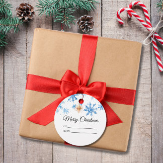 Modern Winter Snowflake Merry Christmas Favour Tags