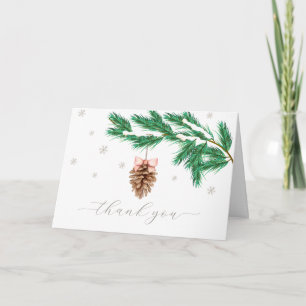 Modern Winter Snowflake Pine cone Baby Shower Thank You Card