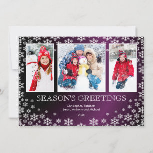 Modern Winter Snowflakes 3 Photo Greeting Card