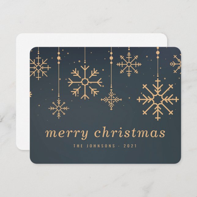 Modern Winter Snowflakes Christmas Holiday Card (Front/Back)