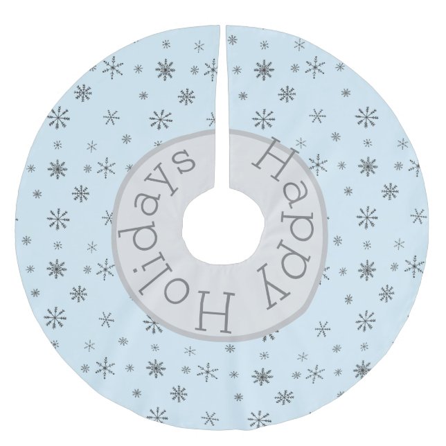 Modern Winter Snowflakes Customisable Brushed Polyester Tree Skirt (Front)