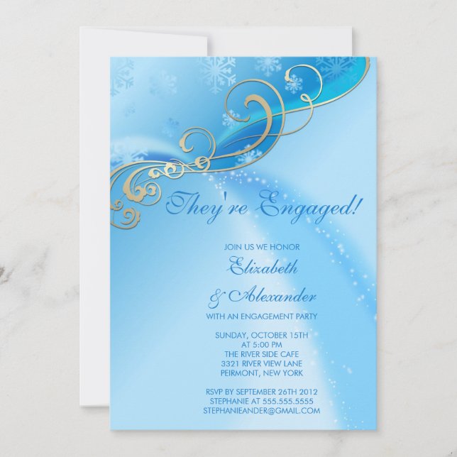 Modern Winter Snowflakes Engagement Announcement (Front)