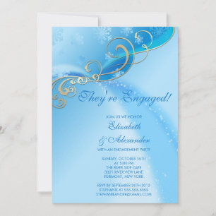 Modern Winter Snowflakes Engagement Announcement