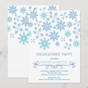 Modern Winter Snowflakes Engagement Party Invitation