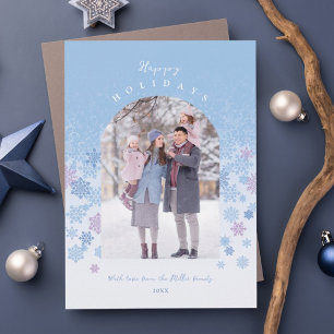 Modern Winter Snowflakes Happy Holidays Holiday Card