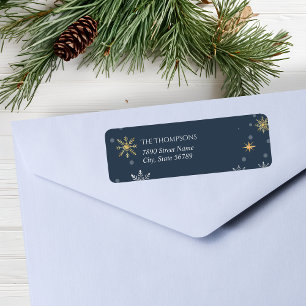 Modern Winter Snowflakes Navy Blue Holiday