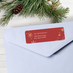 Modern Winter Snowflakes Red Holiday
