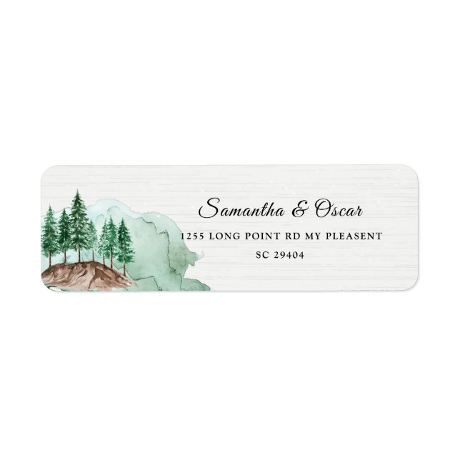 Modern Winter Watercolor Forest Green Nature Label (Front)