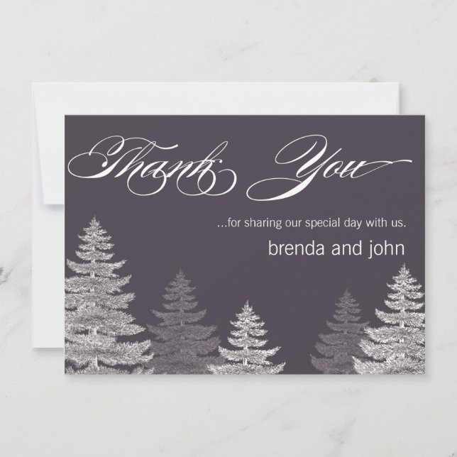 Modern Winter Wedding Thank You Cards Trees (Front)