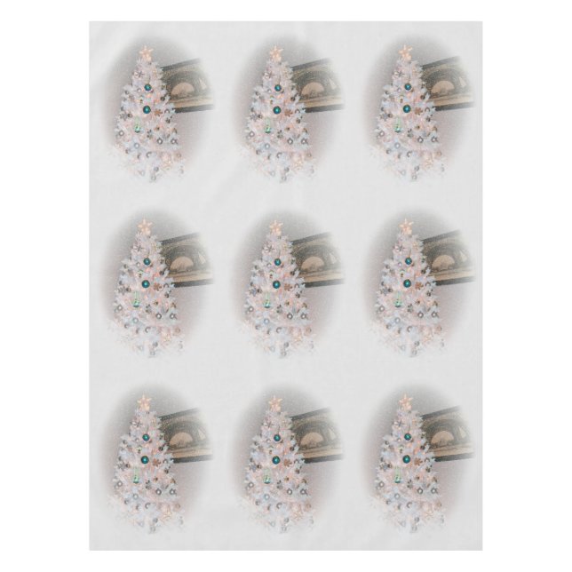 modern winter white christmas tree tablecloth (Front)