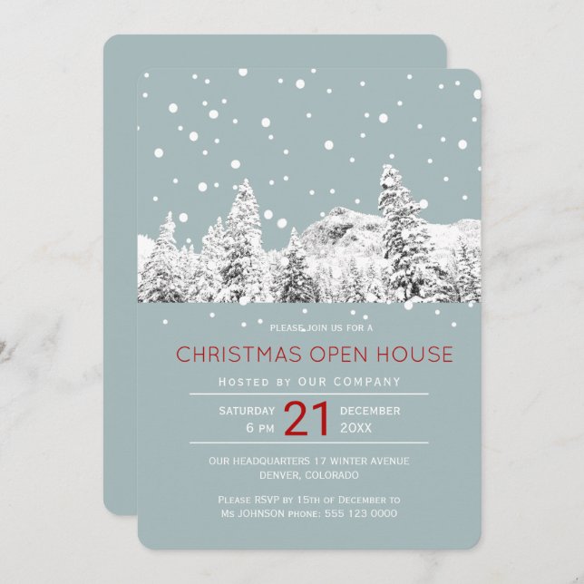 Modern winter wonderland Christmas open house Invitation (Front/Back)