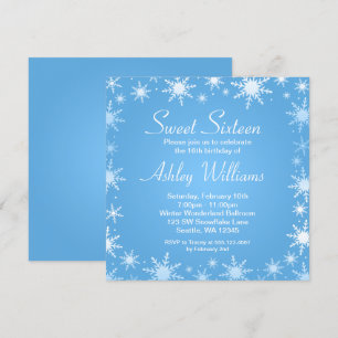 Modern Winter Wonderland Sweet 16 Birthday Party Invitation