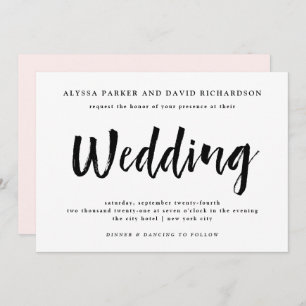 Modern Wish Black and White Wedding Invitation