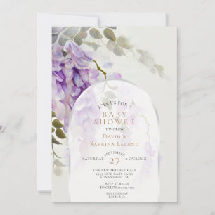 Modern Wisteria Floral Watercolor Baby Shower Invitation