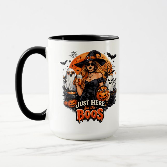 Modern Witch Just Here for the Boos Halloween Mug (Left)