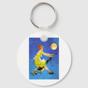 Modern Witch Rides a Vacuum Key Ring