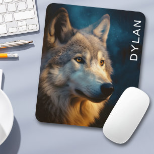 Modern Wolf Close-up Mouse Mat