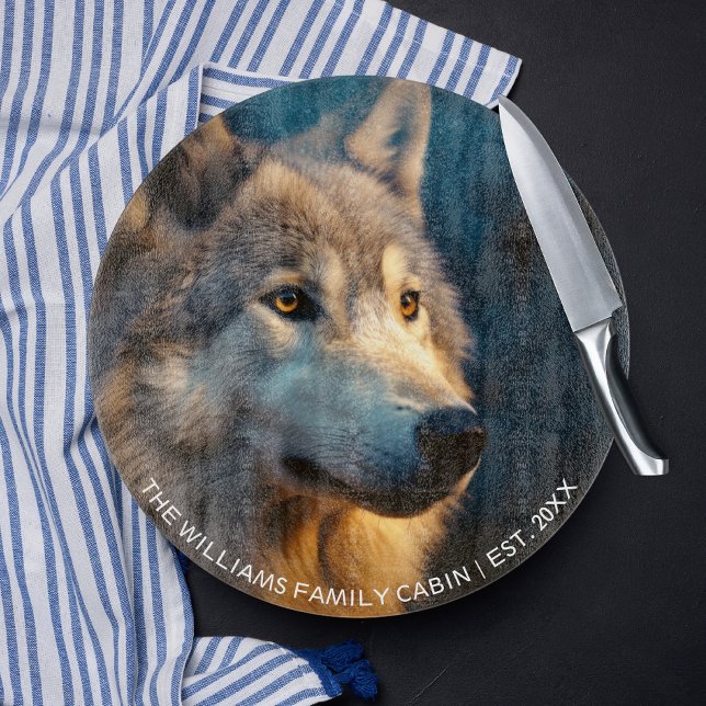 Modern Wolf Lover Personalised  Cutting Board (Creator Uploaded)