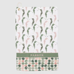 Modern Woman Golfer Monogrammed Golf Towel