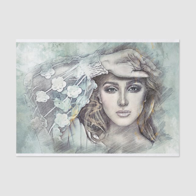 Modern Woman Illustration Tissue Paper (Front)