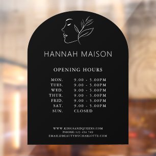 Modern, Woman Logo, Opening Hours  Window Cling