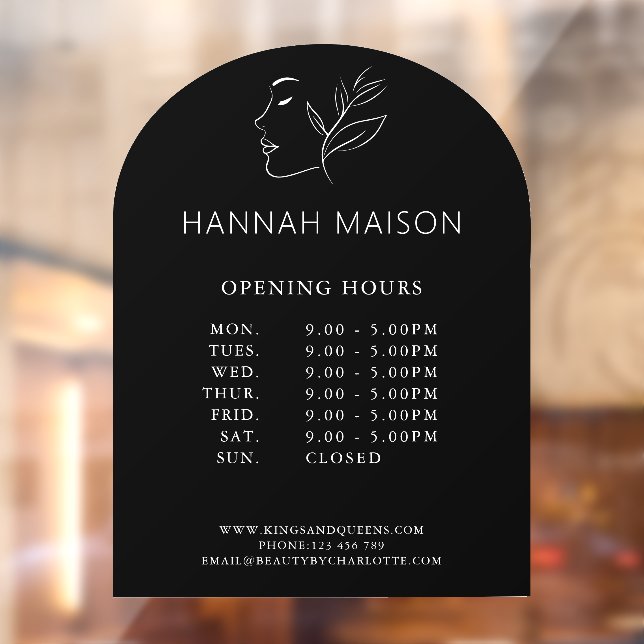Modern, Woman Logo, Opening Hours  Window Cling (Sheet 2)