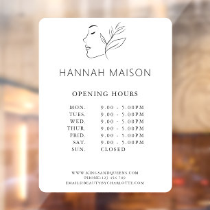 Modern, Woman Logo, Opening Hours Window Cling