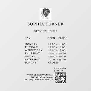 Modern Woman Logo QR Code Business Window Cling