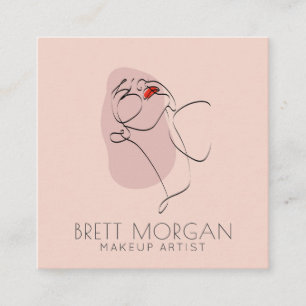 Modern Woman Makeup Artist Square Business Card