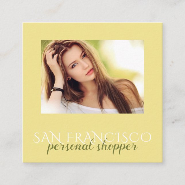 Modern Woman Photo Personal Shopper Fashion Square Business Card (Front)