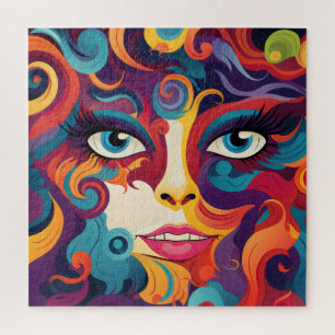 Modern Woman Vibrant Whirl of Emotions Jigsaw Puzzle