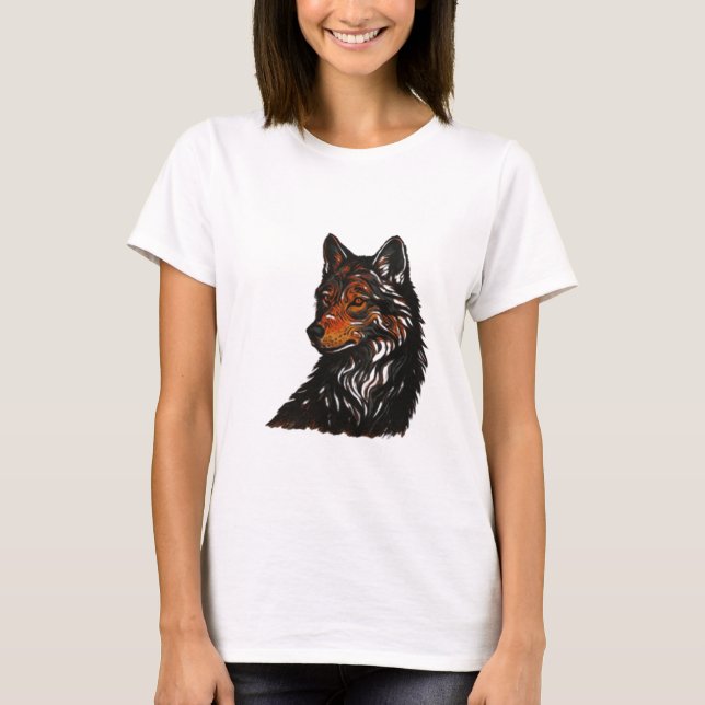 modern women graphic tee of a cunning wolf (Front)