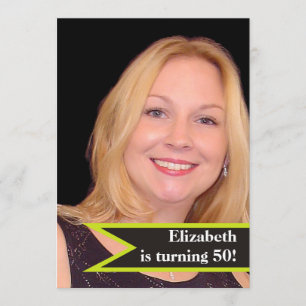 Modern women’s 50th birthday simple photo invitation