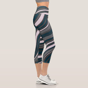 Modern  Women's Rustic Blue & Grey Capri Leggings