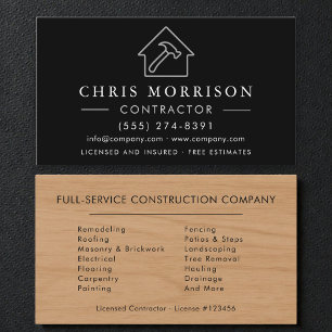Modern Wood Accent Construction Contractor Business Card