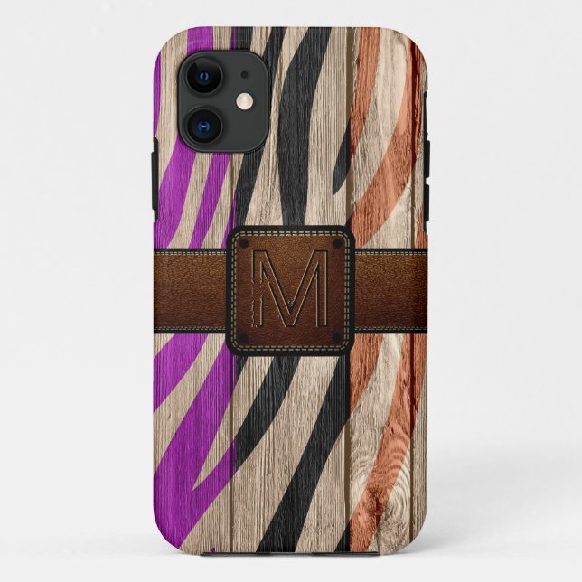 Modern Wood Brown Leather Look Case-Mate iPhone Case (Back)
