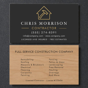 Modern Wood Building Construction Contractor Business Card