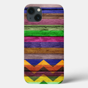 Modern Wood Chevron Stripe iPhone 13 Case