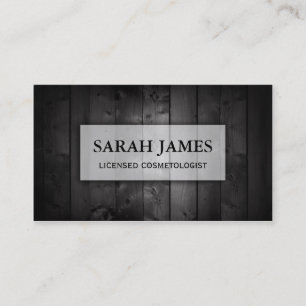 modern wood dark black hairstylist hair stylist appointment card
