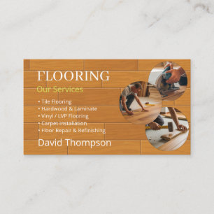 Modern Wood Flooring Tile Service Business Card