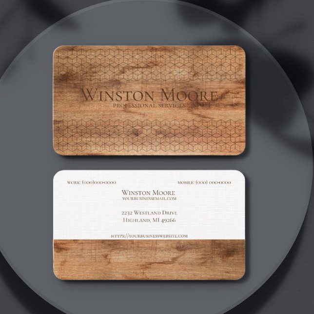 Modern Wood Geometric Pattern Business Cards (Creator Uploaded)