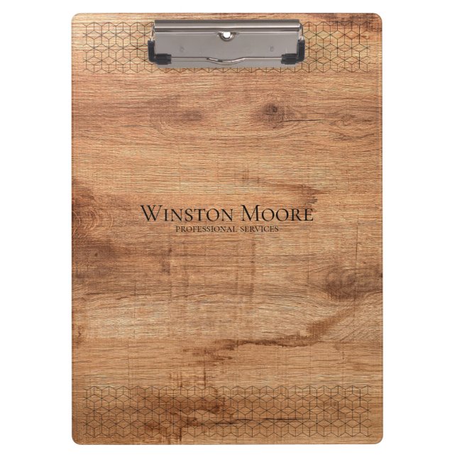 Modern Wood Geometric Pattern Custom Clipboard (Front)