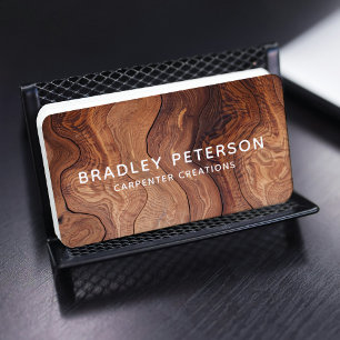 Modern Wood Grain Carpentry Construction Business Card