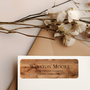 Modern Wood Grain Geometric Pattern Return Address