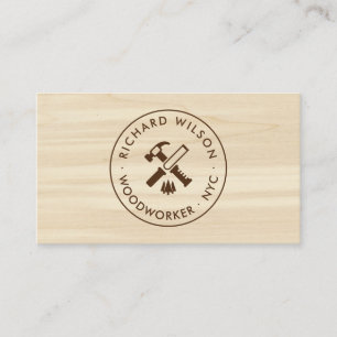 Modern wood grain look professional carpenter logo business card