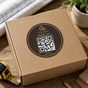 Modern Wood Grain QR Code Construction Classic Round Sticker